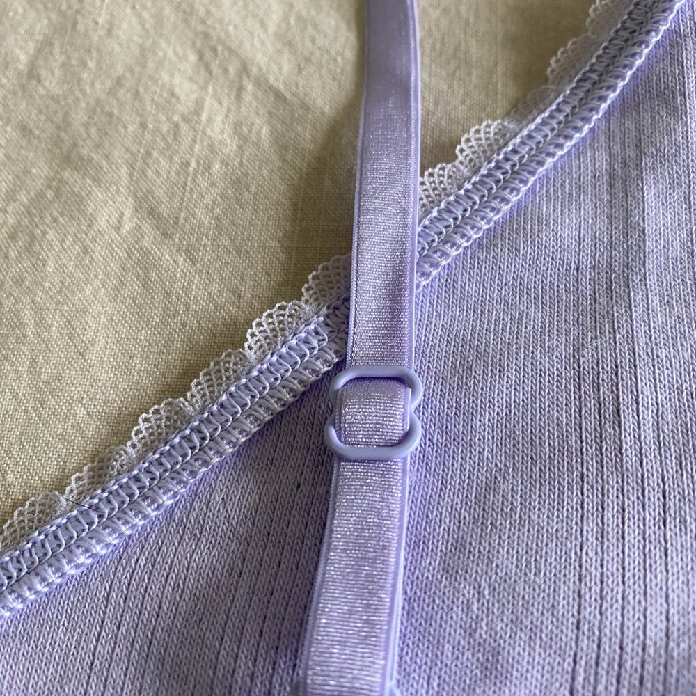 LULULEMON Cotton Pointelle Cropped Cami Tank Top in Lavender Frost sz M - Picture 6 of 8